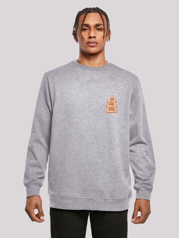 F4NT4STIC Sweatshirt 'Gingerbread Lebkuchen Tree' in Grijs: voorkant