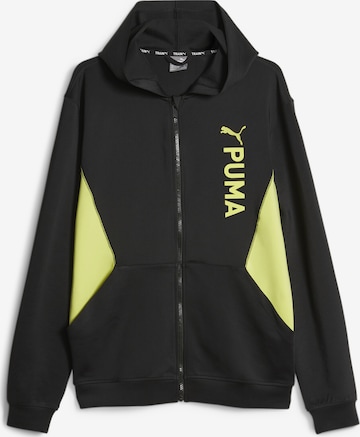 PUMA Athletic Zip-Up Hoodie in Black: front