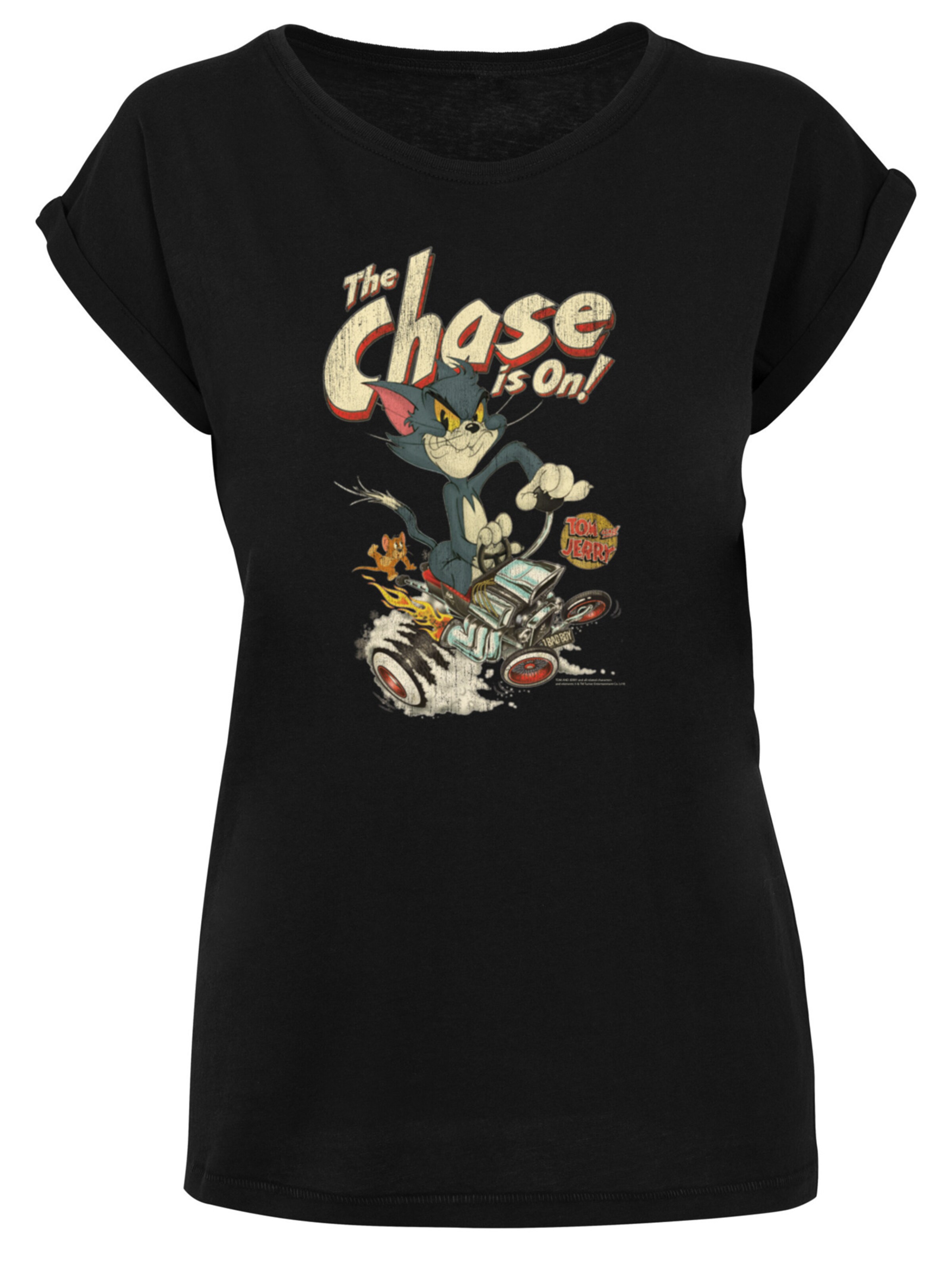 F4NT4STIC Shirt 'Tom and Jerry The Chase Is On' in Black: front
