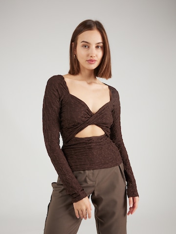 Résumé - Blusa 'Tilla' em castanho: frente