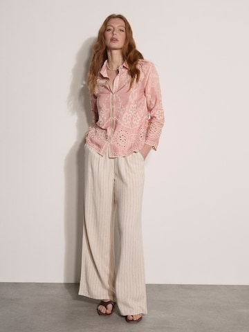 Apricot Floral Embroidered Blouse ' ' in Pink