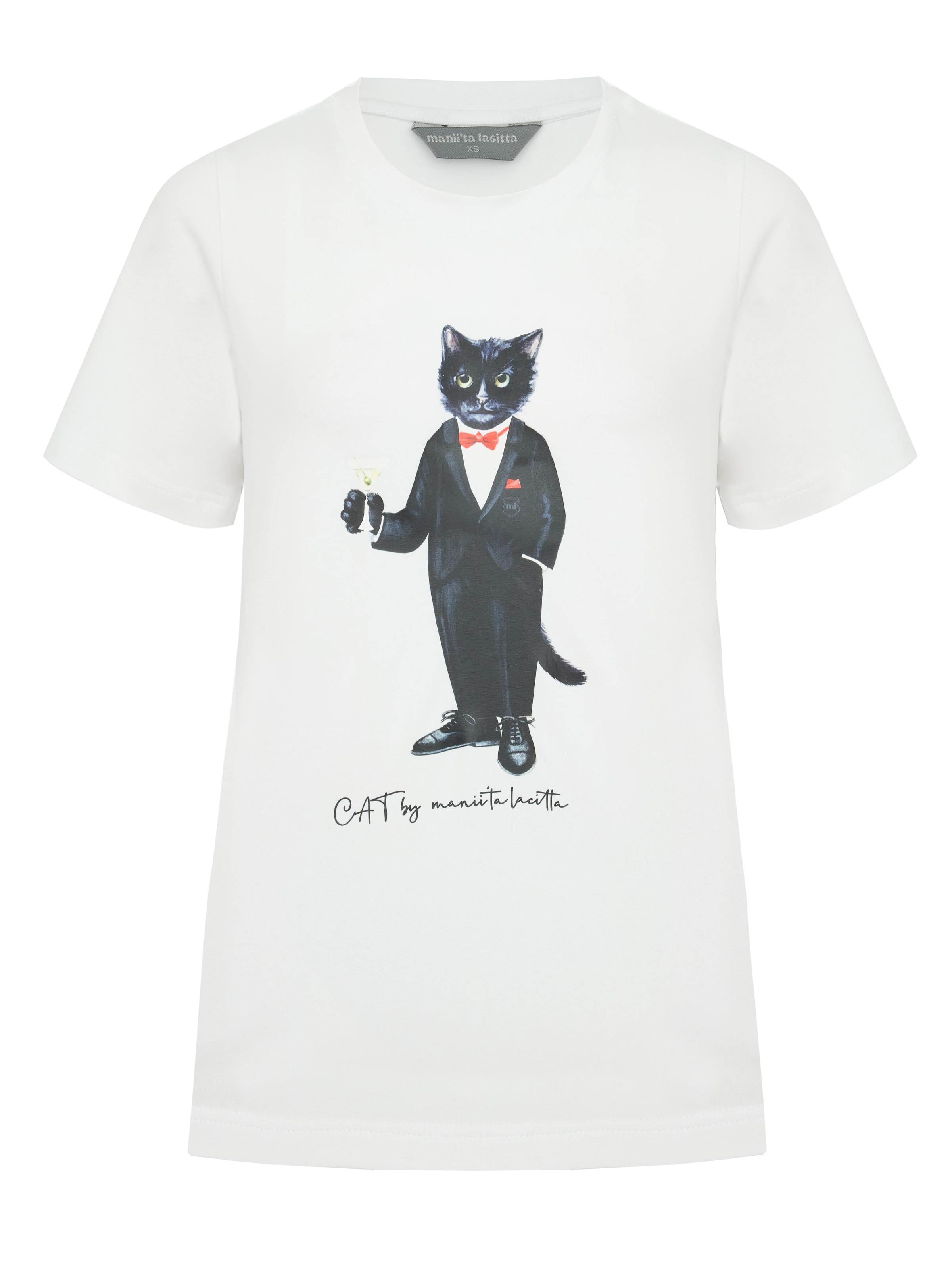 T-shirt 'Dandy Cat' Cat e Lolette en blanc : devant