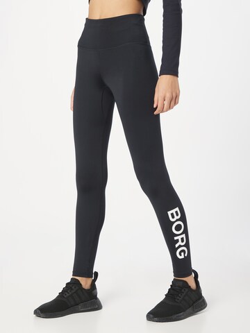 BJÖRN BORG - Skinny Calças de desporto em preto: frente