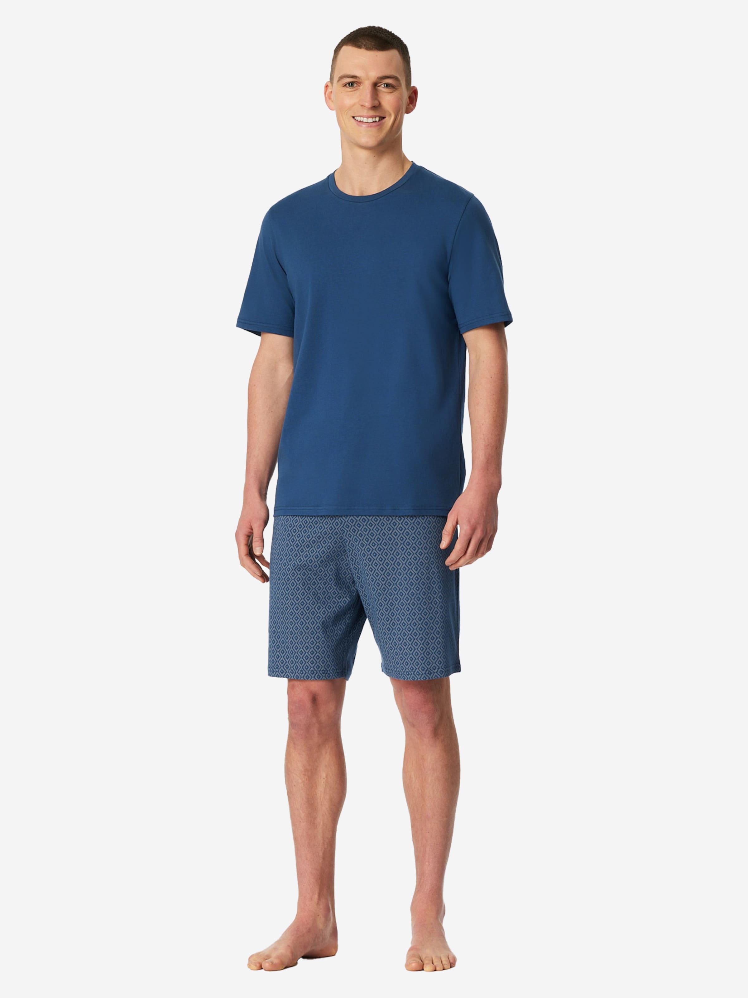 SCHIESSER Pyjama kort 'Casual Essentials' in Blauw: voorkant