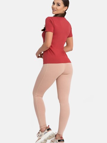 Evoni Slimfit Leggings 'aus Baumwolle mit hohem Bund'‌‌‌ in Braun