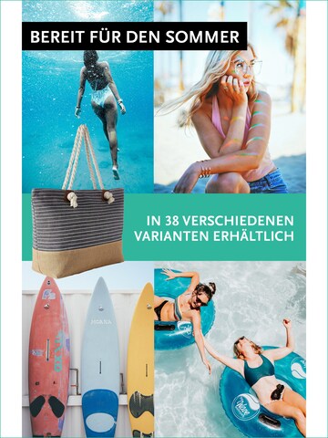 DonDon Beach Bag 'DonDon Strandtasche mit Reißverschluss Shopper Beach bag Badetasche Bunte Welt' in Grey