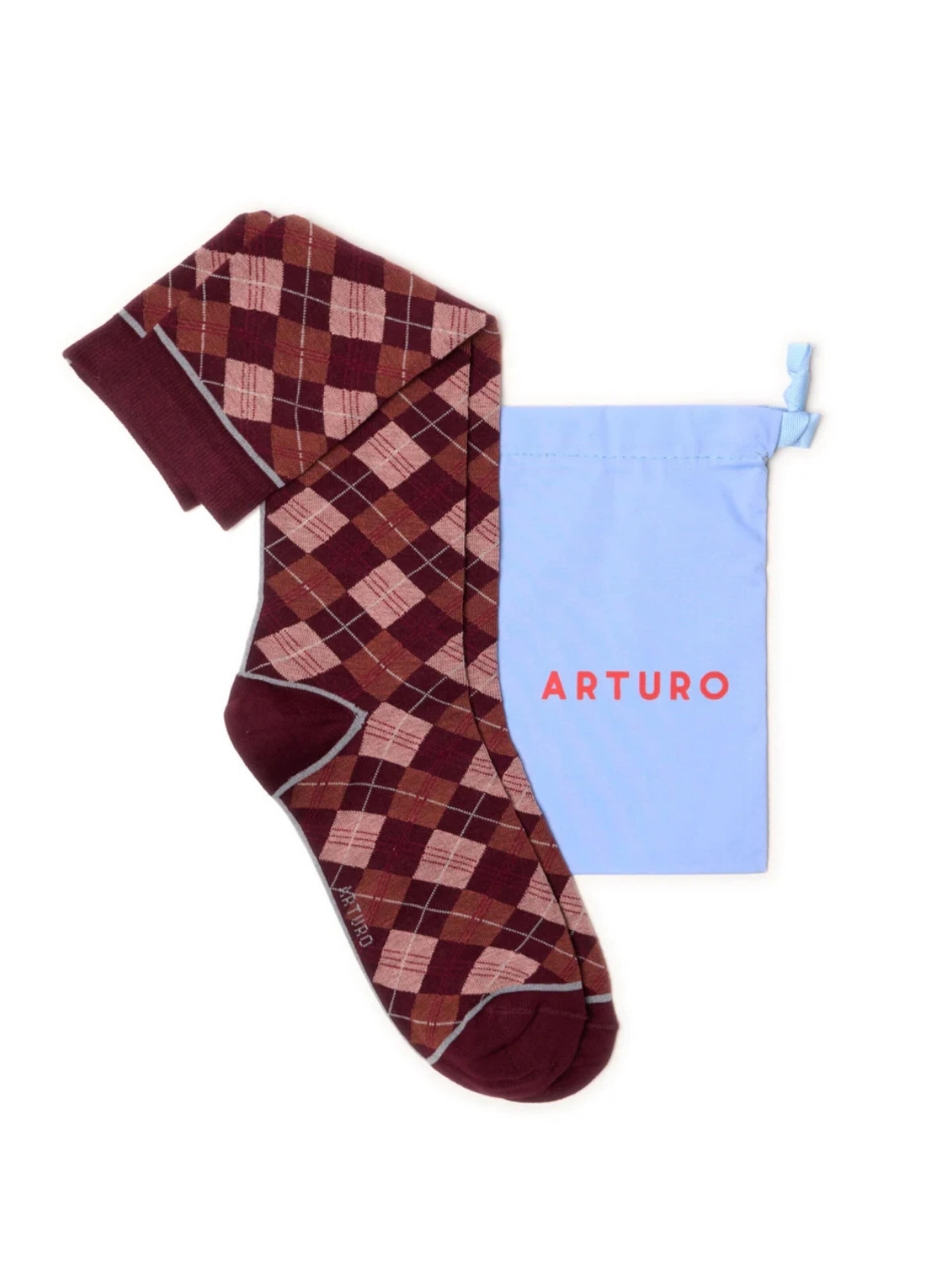 Calzino 'Arturo Argyle Lungo' di Arturo in rosso: frontale