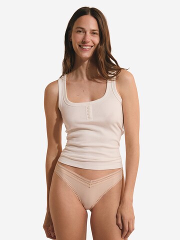ETAM Tanga mit V-Form aus Mikrofaser und Spitze 'Power' in Weiß