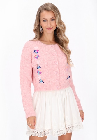 Cardigan IZIA en rose : devant