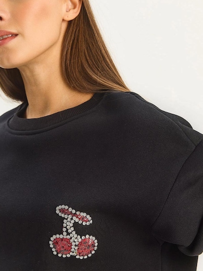 Bianco Lucci Sweater majica veličine M u trešnja crvena / crna / bijela, Pregled proizvoda