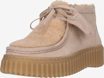 CLARKS Lace-Up Ankle Boots 'Torhill Moss' in Beige: front