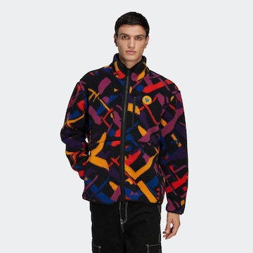 ADIDAS ORIGINALS Fleece Jacket 'Wander Hour Printed Fleece' in Black: front