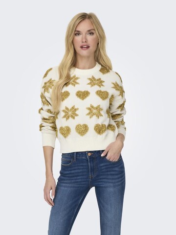 ONLY Sweter 'Xmas Love' w kolorze biały: przód