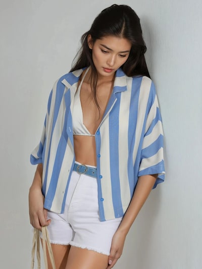 Busem Blusa em S em azul real / offwhite, Vista do artigo