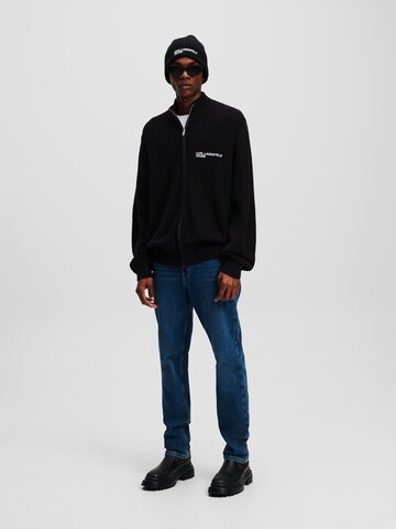 KARL LAGERFELD JEANS Knit cardigan 'ZIP-UP' in Black