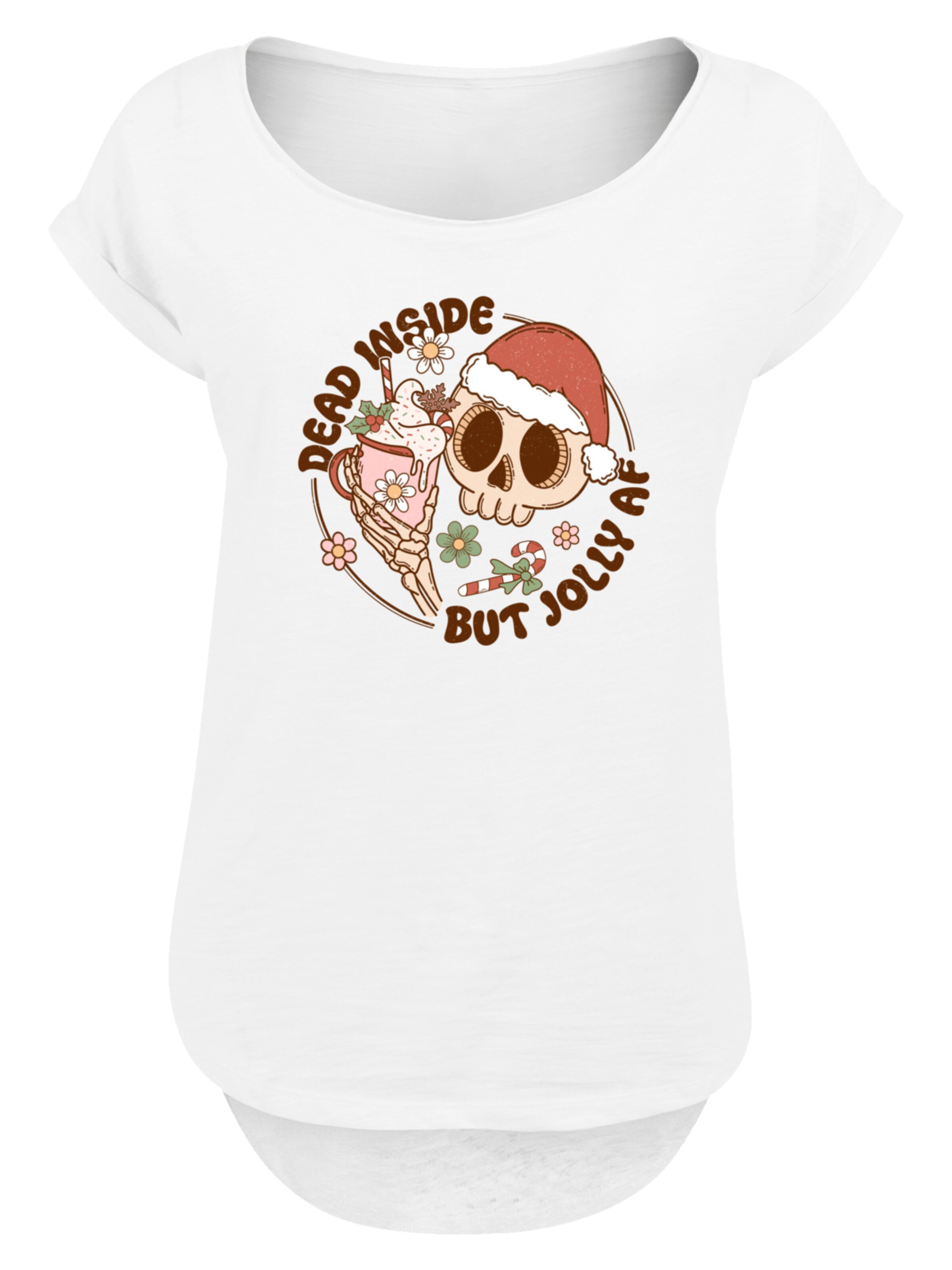 F4NT4STIC Shirt 'Dead inside but jolly AF Christmas' in Wit: voorkant