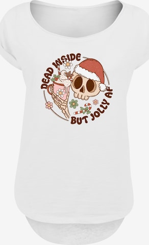 T-shirt 'Dead inside but jolly AF Christmas' F4NT4STIC en blanc : devant