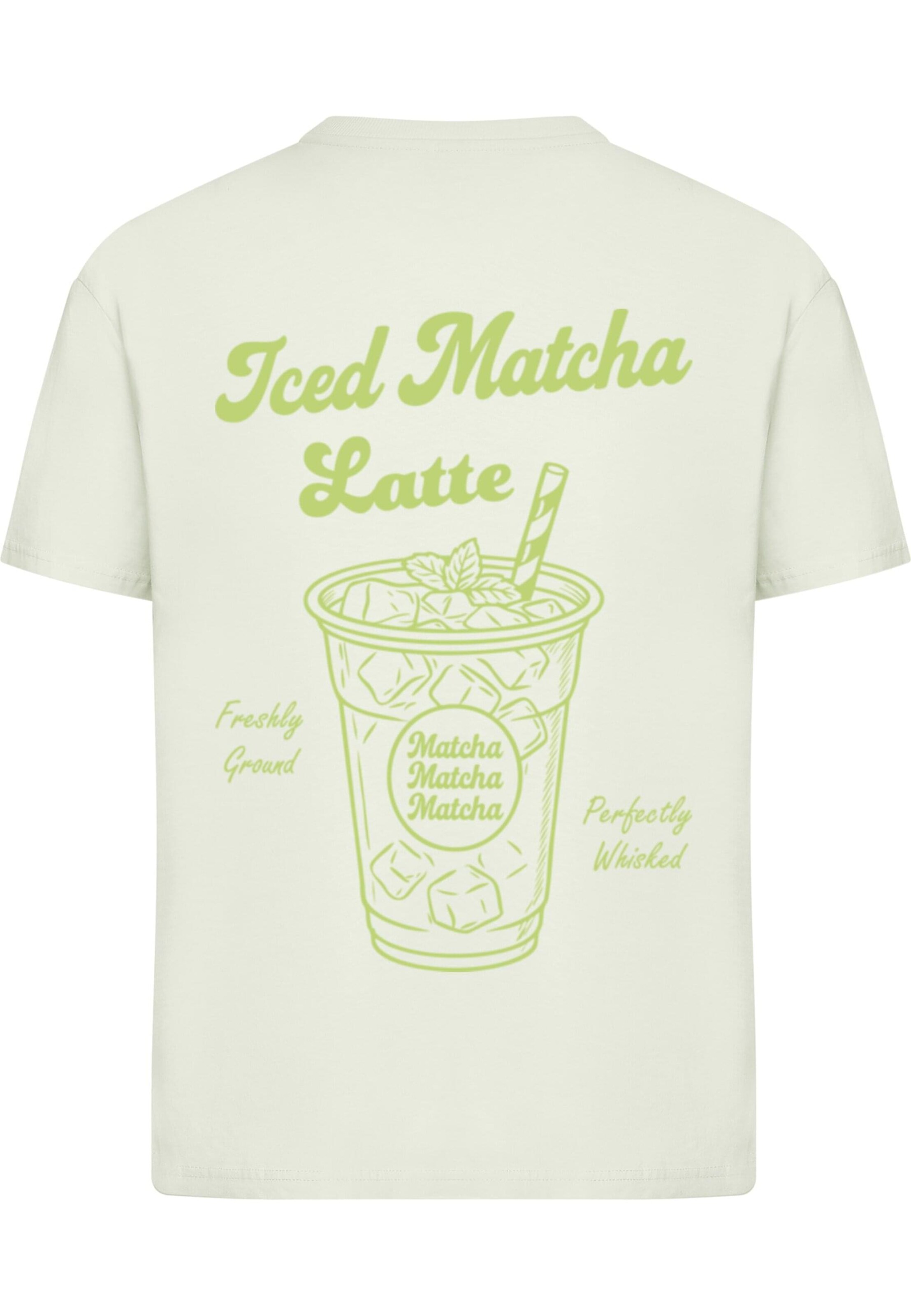 Merchcode Shirt 'Iced Matcha Latte' in Grün