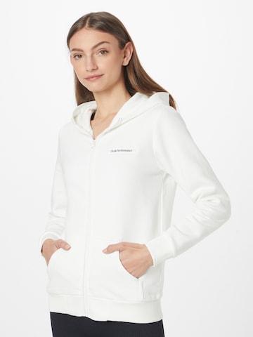 PEAK PERFORMANCE Αθλητική ζακέτα φούτερ σε λευκό: μπροστά