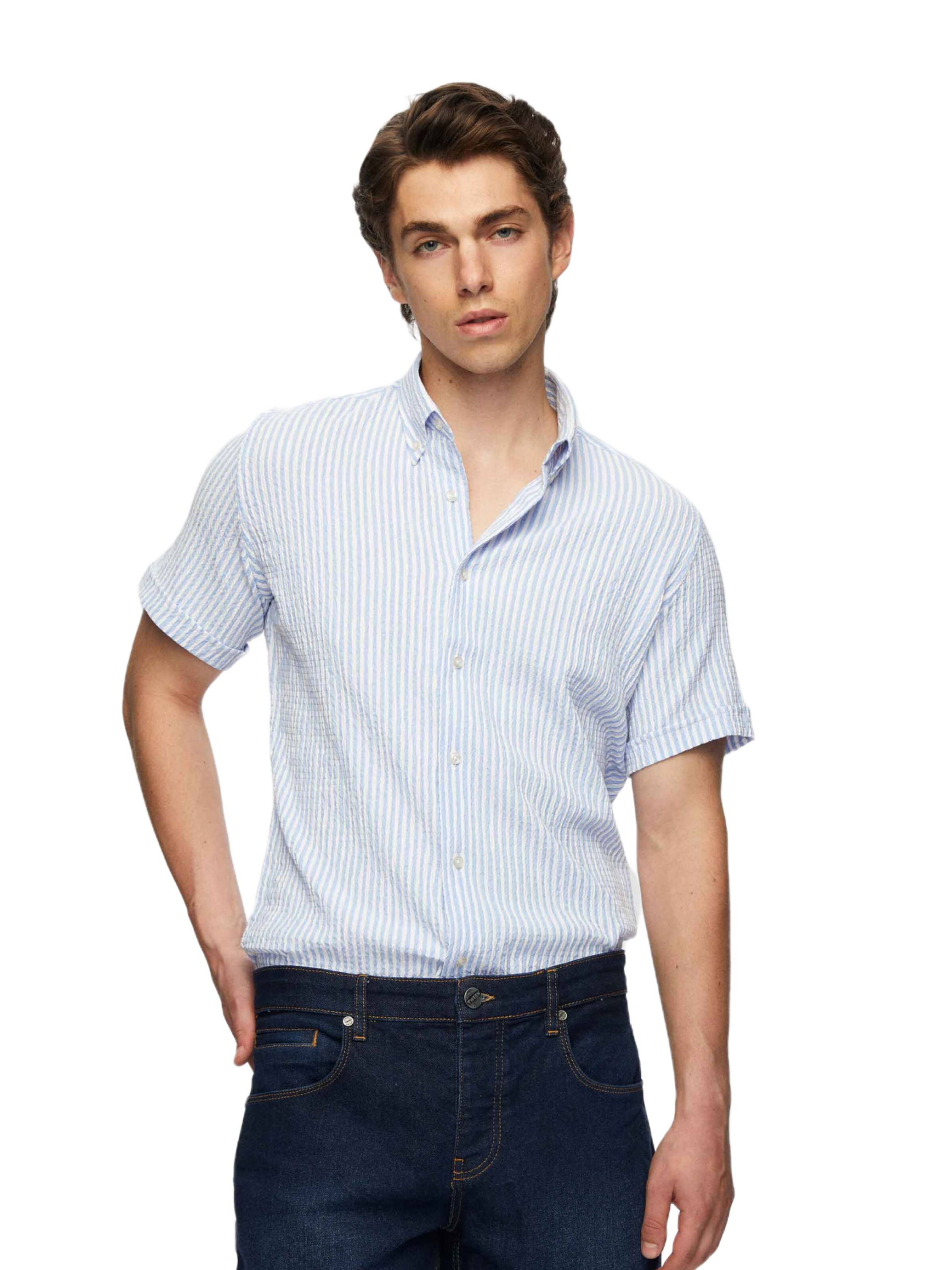 D’S Damat Regular fit Overhemd in Blauw: voorkant