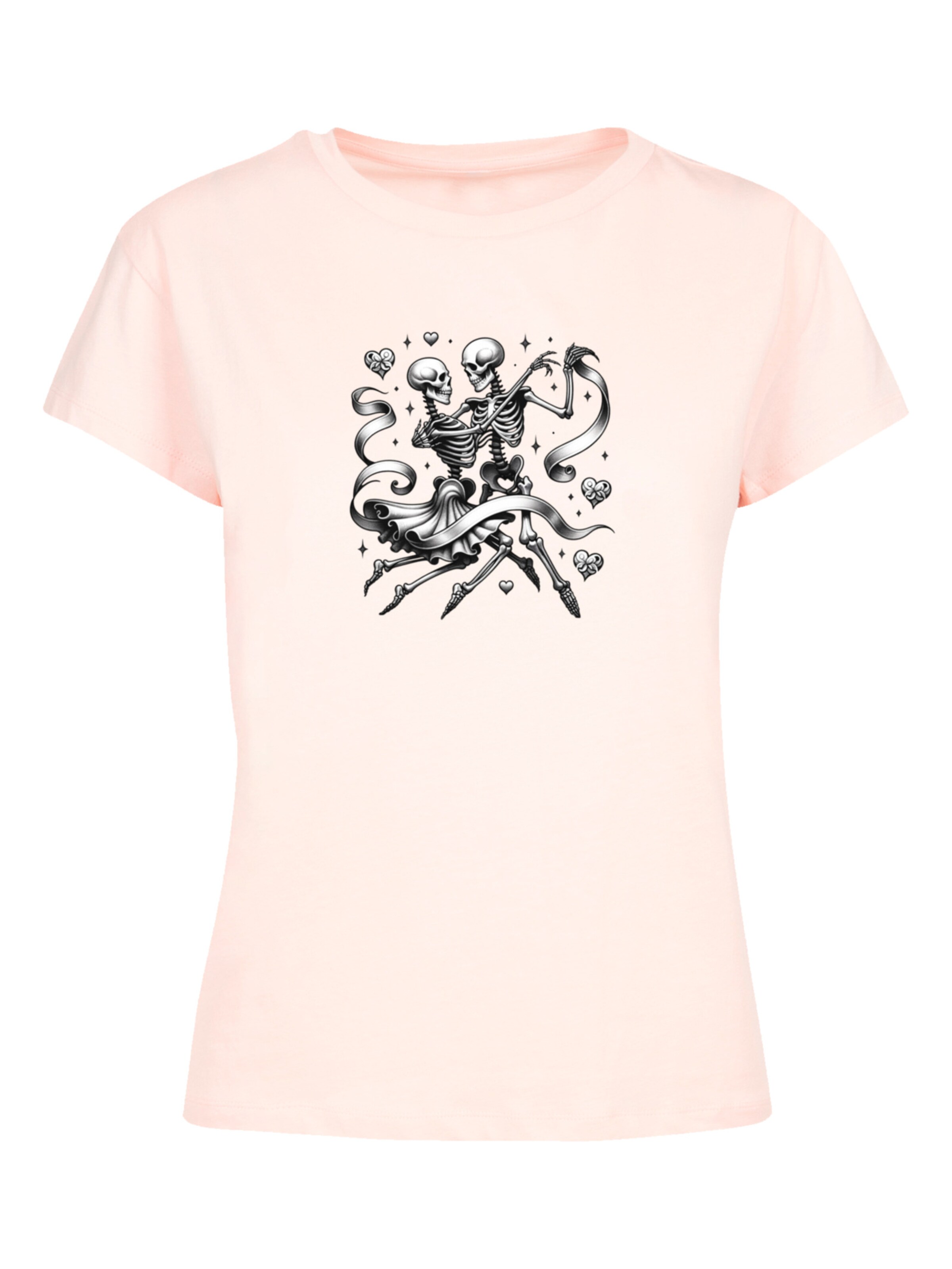 T-shirt 'Skelettpaar Tanzt Mit Band' F4NT4STIC en rose : devant