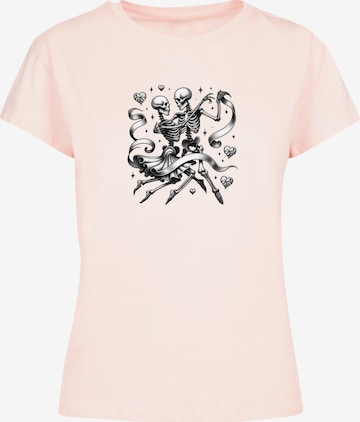 T-shirt 'Skelettpaar Tanzt Mit Band' F4NT4STIC en rose : devant