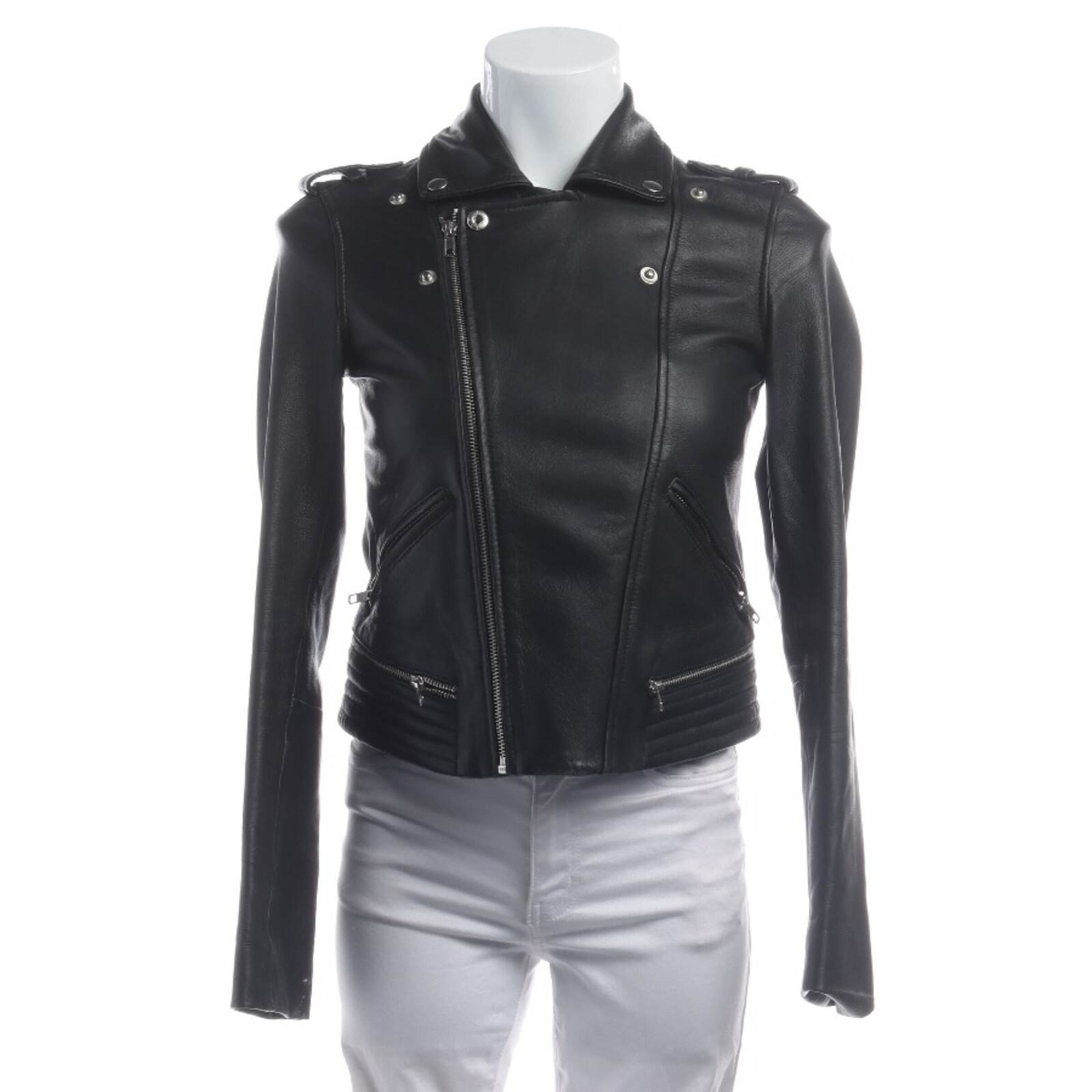 Maje Lederjacke / Ledermantel XS in Schwarz: Vorderseite
