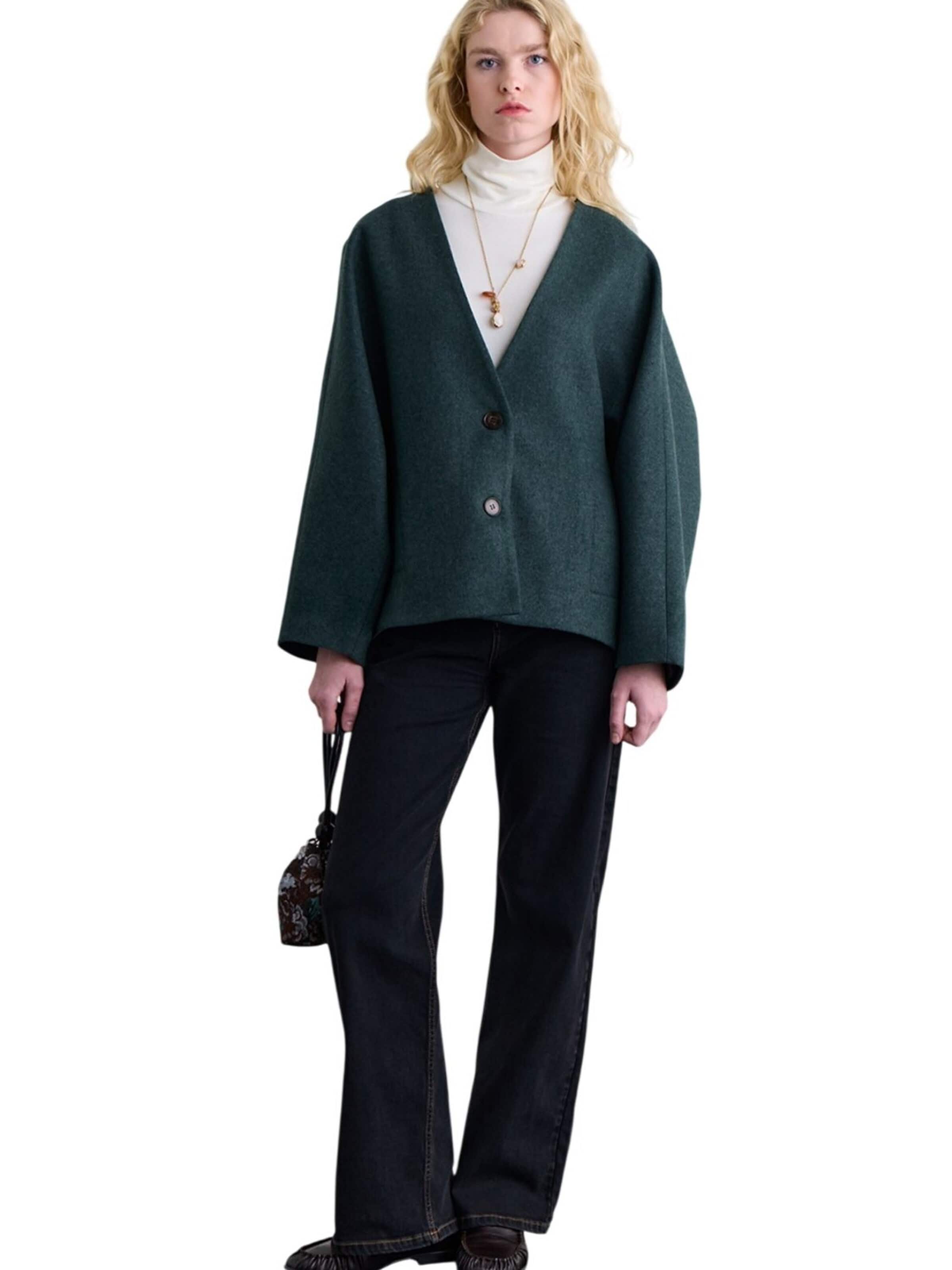 MANUKA Fleece jas in Groen: voorkant