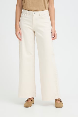 ICHI Wide leg Jeans 'IHZiggy' in Wit: voorkant