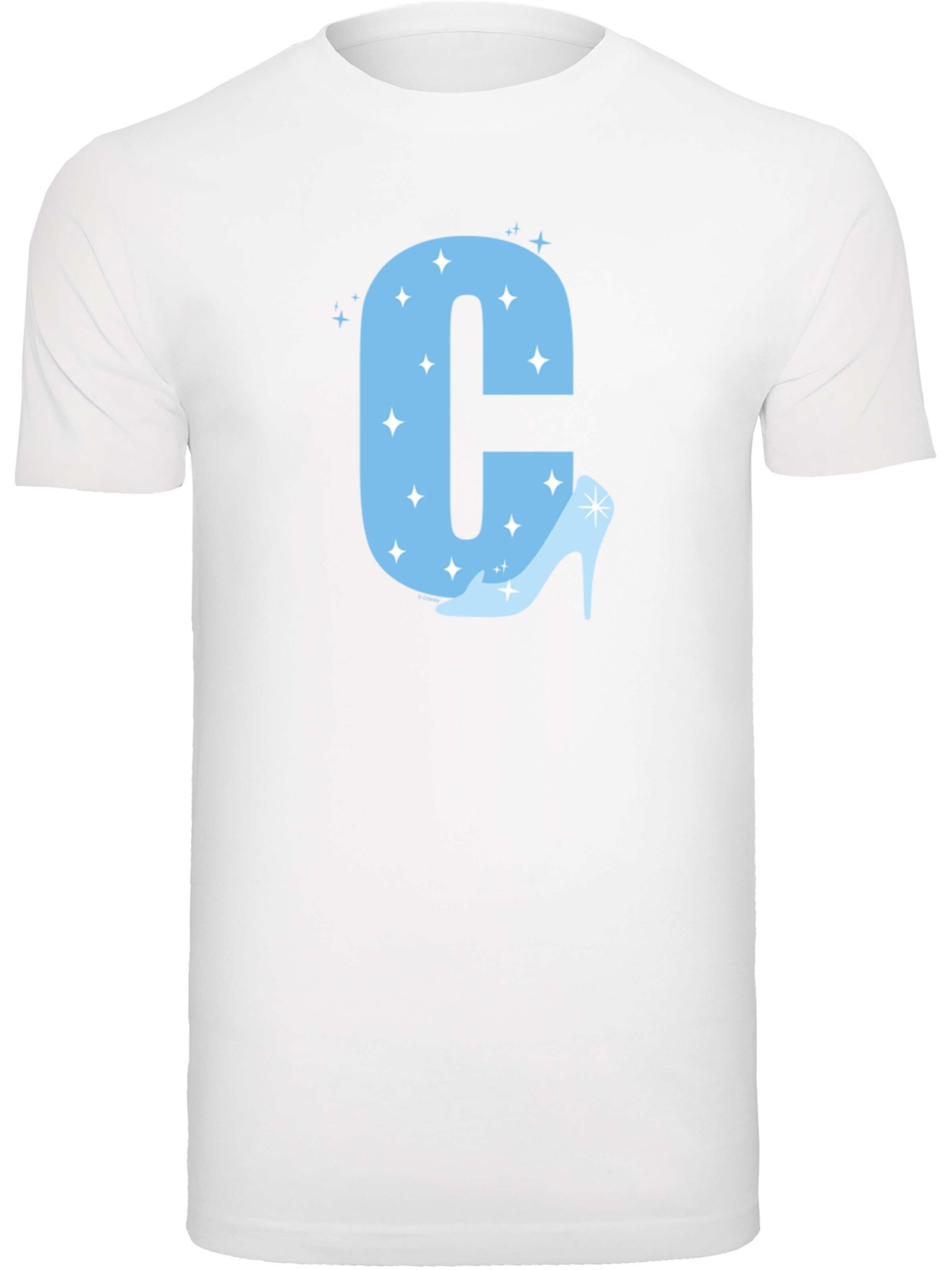 F4NT4STIC Shirt 'Disney Alphabet C Is For Cinderella' in Wit: voorkant