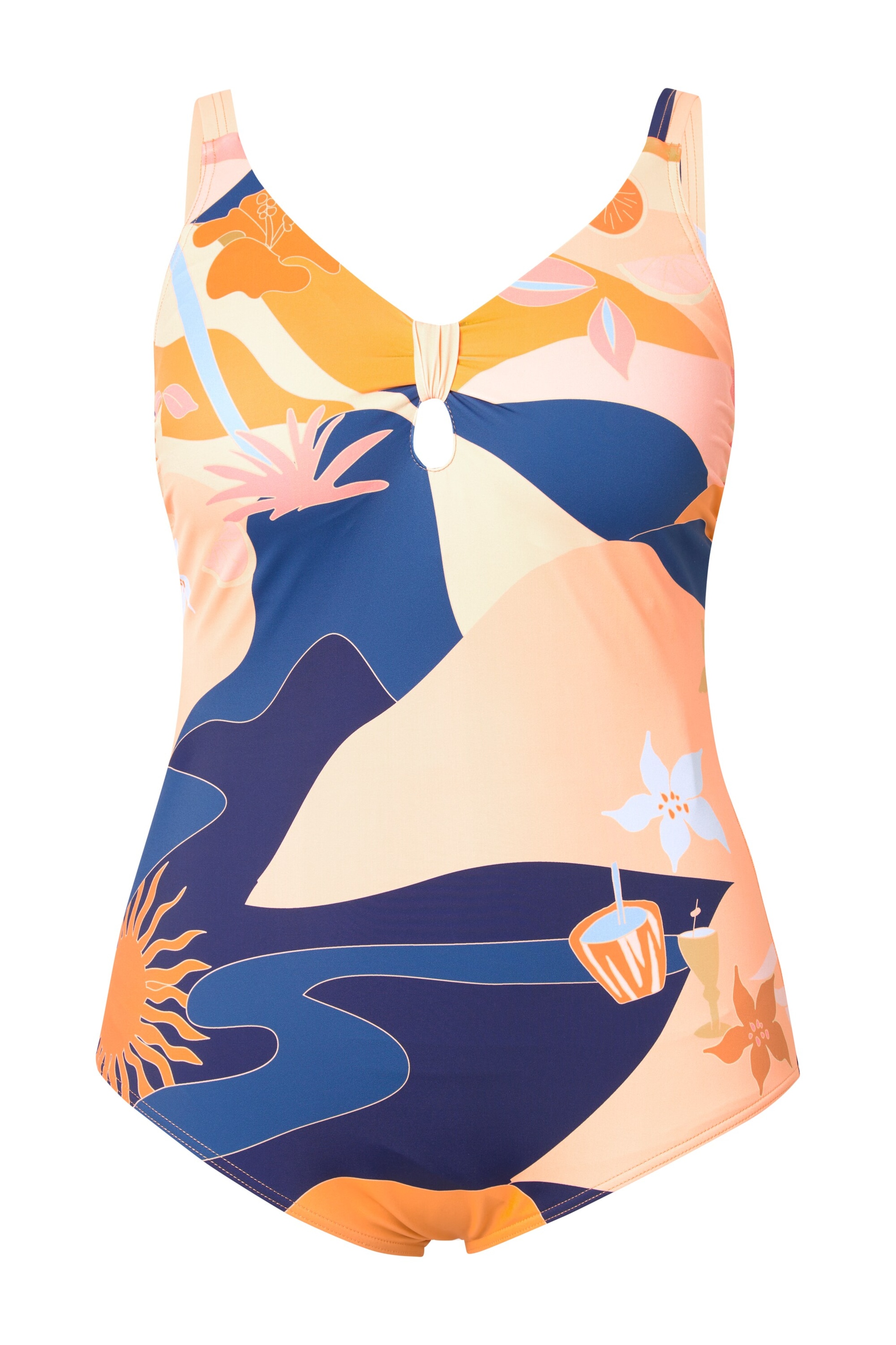 Ulla Popken Bustier Badpak in Blauw: voorkant