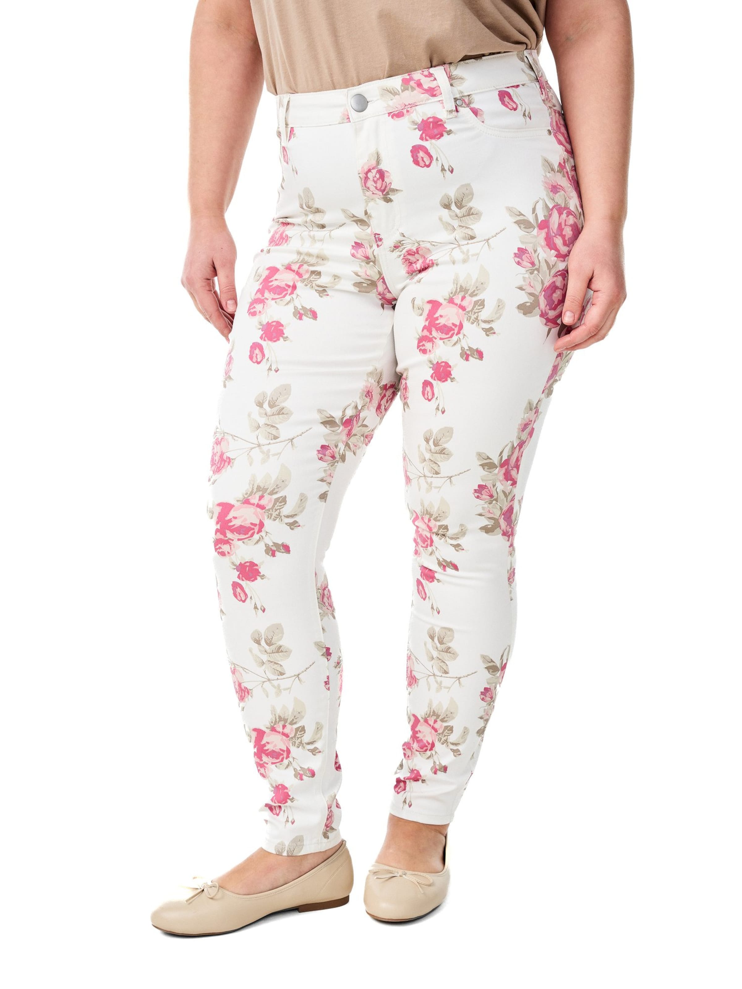 Zizzi Slimfit Jeans 'AMY' in Wit: voorkant