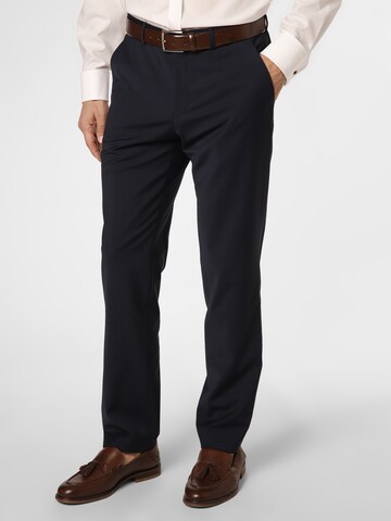 BOSS Regular Pleated Pants 'Leon' in Blue: front