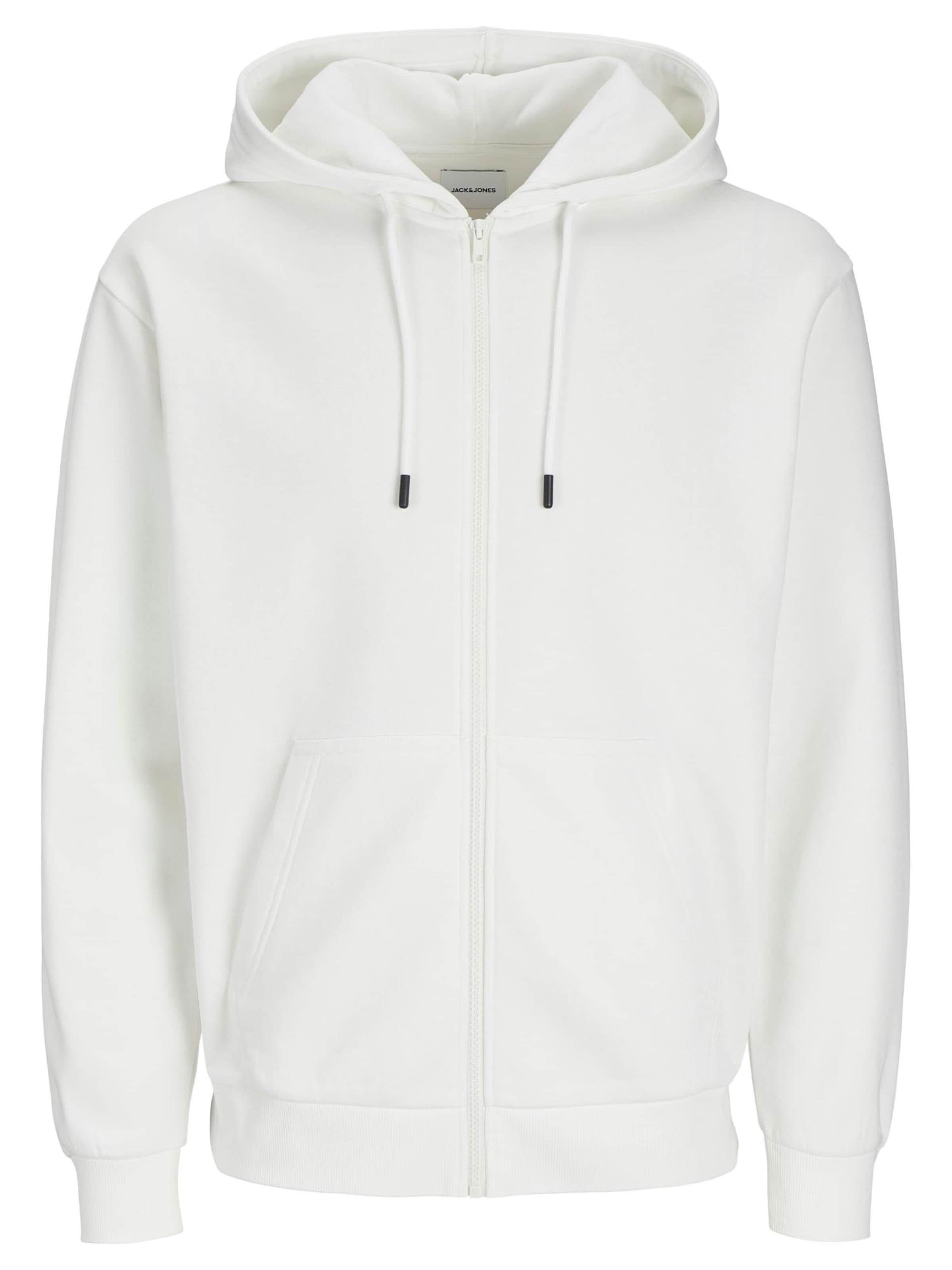 JACK & JONES Sweatjacke 'Bradley'‌‌‌‌‌‌ in Weiß: Vorderseite