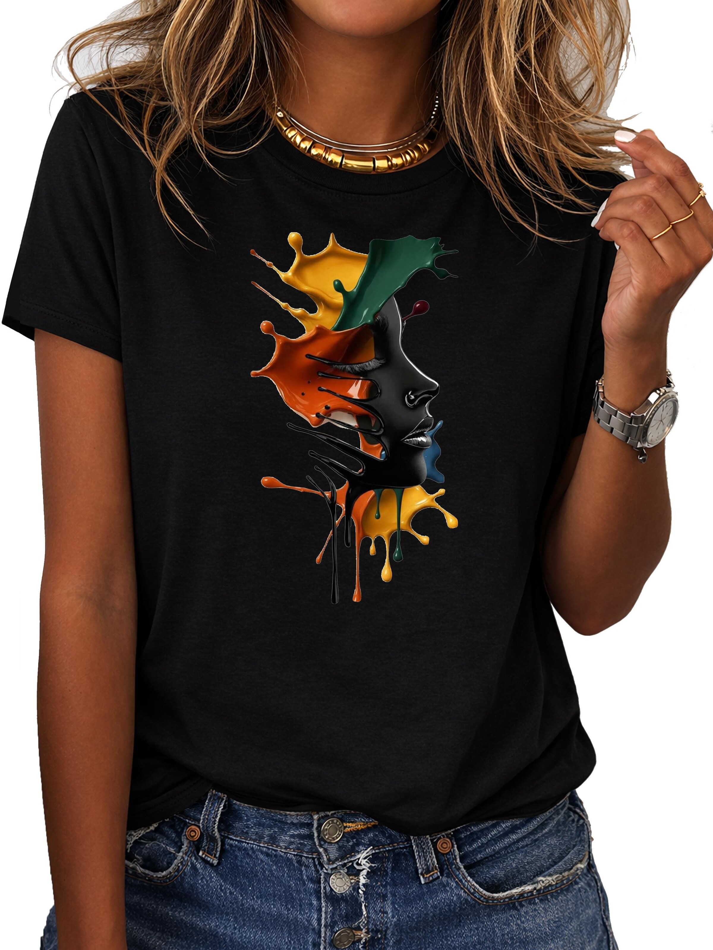 RMK Shirt 'Farbspritzer' in Black: front