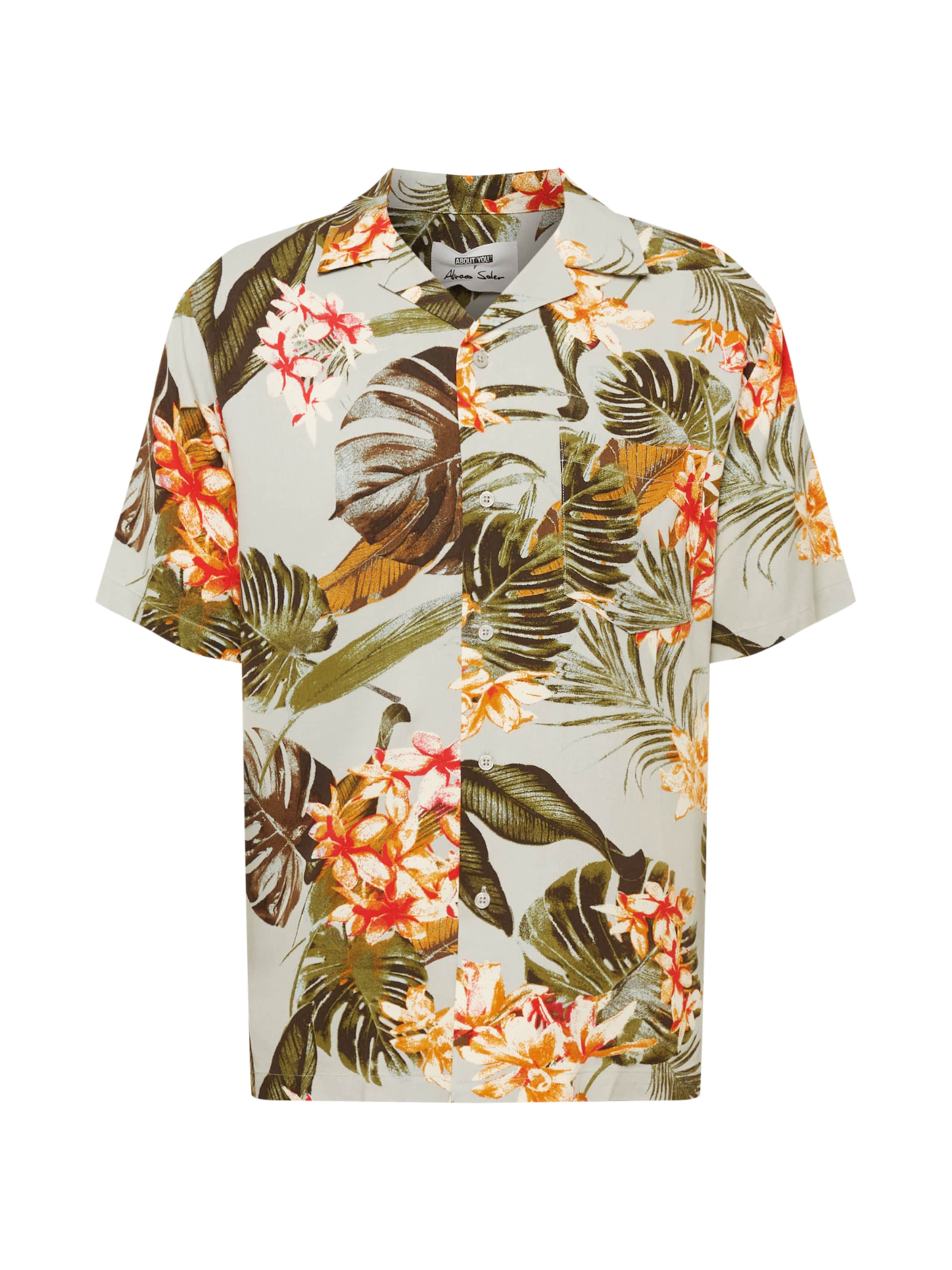 ABOUT YOU x Alvaro Soler Средняя посадка Рубашка 'Emilio' в Зеленый: спереди