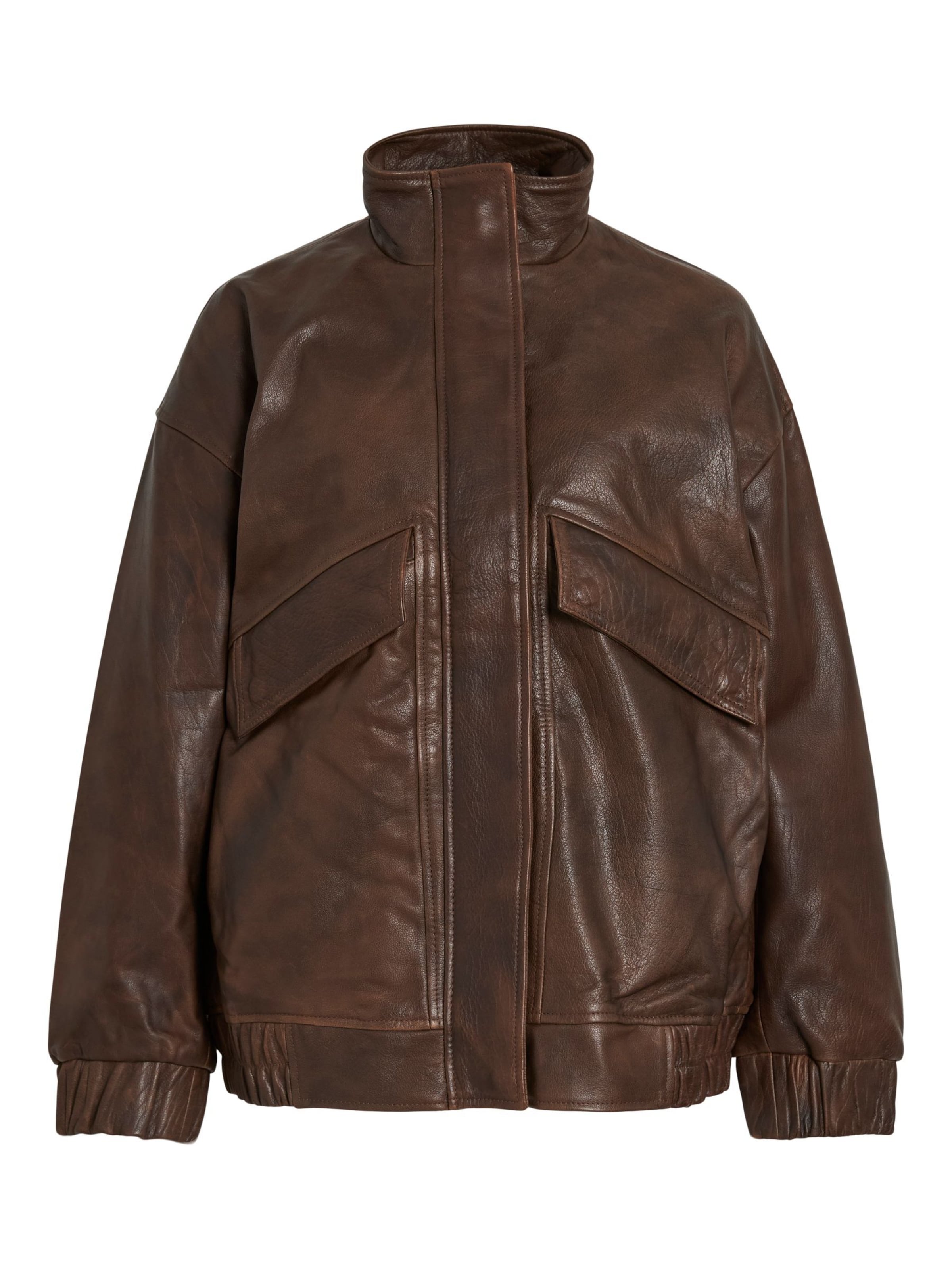 ROUGE EDIT Lederjacke in Braun: Vorderseite