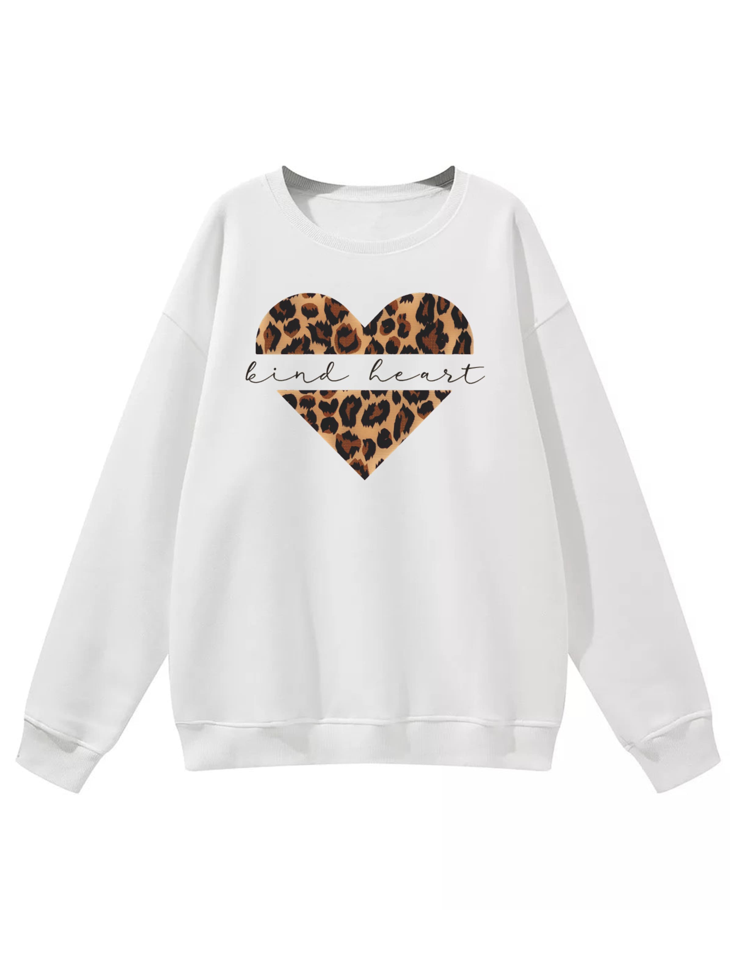 GORHEY - Jersey 'Women's Loose Fit Fleece Pullover, Long Sleeve Sweatshirt with Animal Print' en blanco