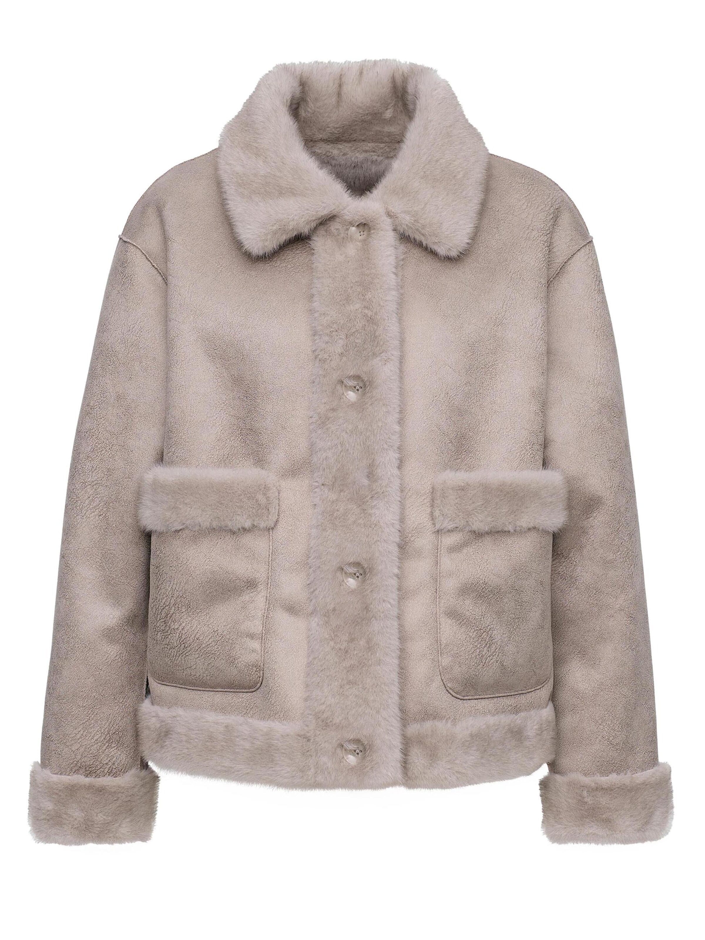 MANISA Between-season jacket 'Kunstpelzjacke' in Grey: front