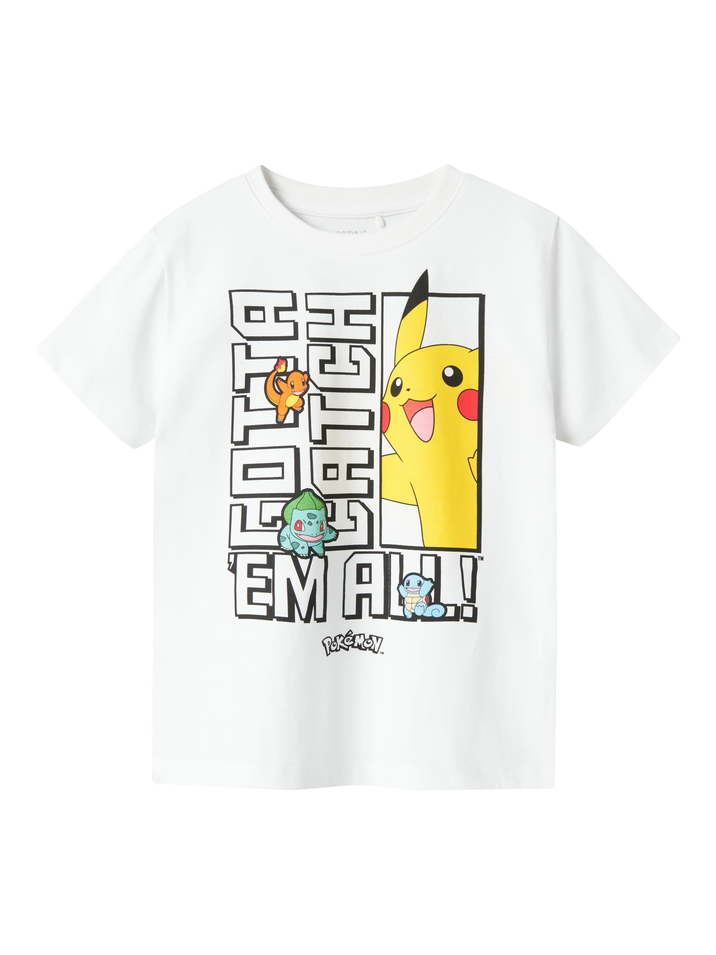 Tricou 'NKMFlame Pokemon' de la NAME IT pe alb: față