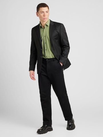 BOSS Black Slim fit Button Up Shirt 'HANK' in Green