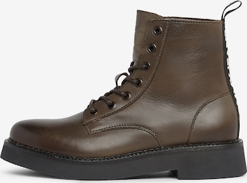 Tommy Jeans Lace-Up Ankle Boots in Brown: front