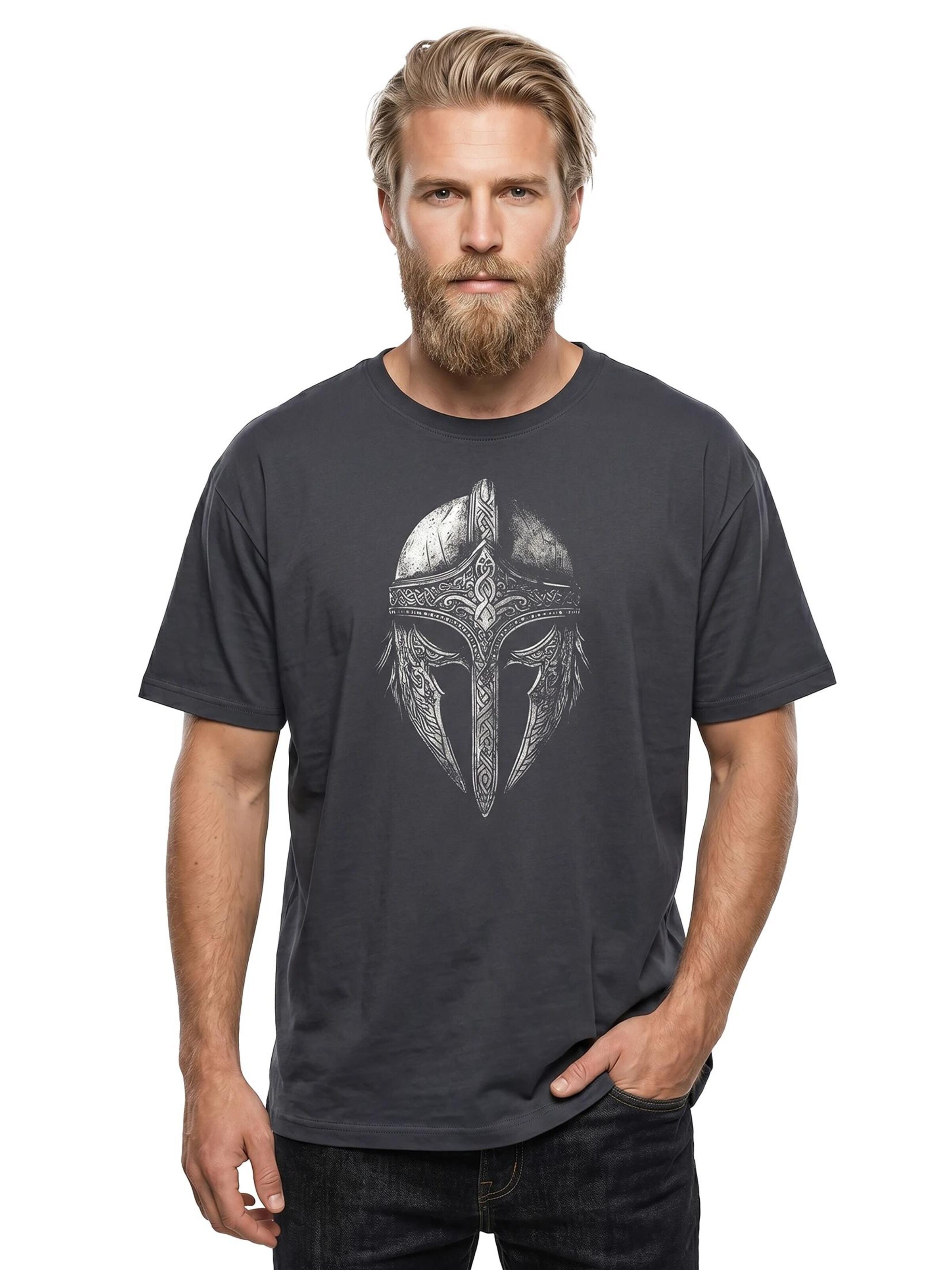 MAKAYA Shirt 'Vikinger Helm' in Grey