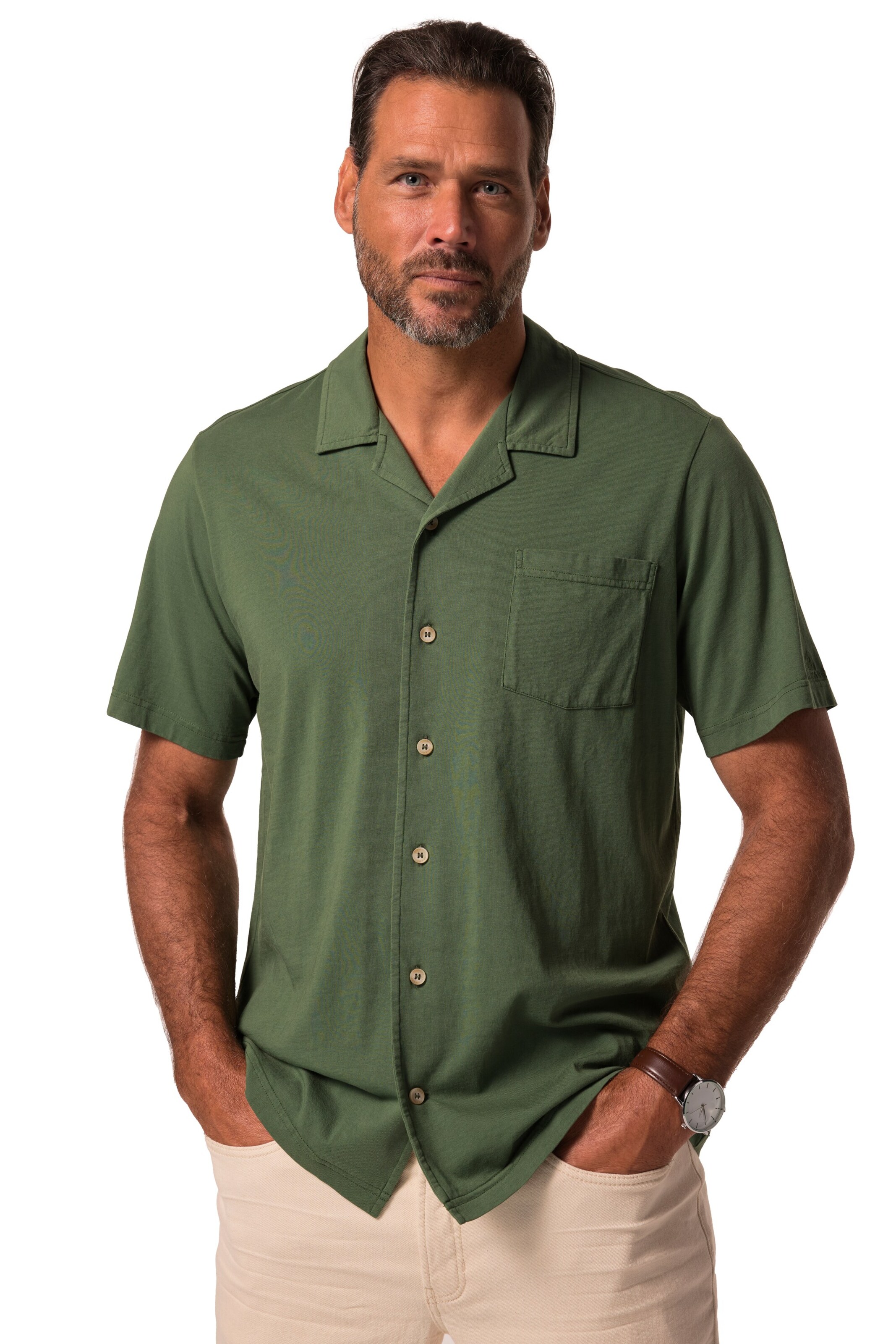 JP1880 Regular Fit Hemd in Grün: Vorderseite