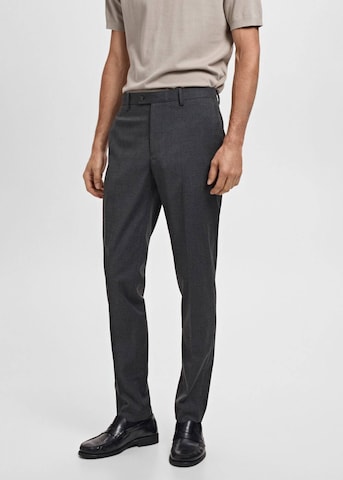 MANGO MAN Slim fit Pleated Pants 'Milan' in Grey: front