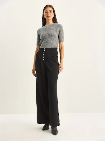 Bianco Lucci Wide leg Bandplooibroek in Zwart