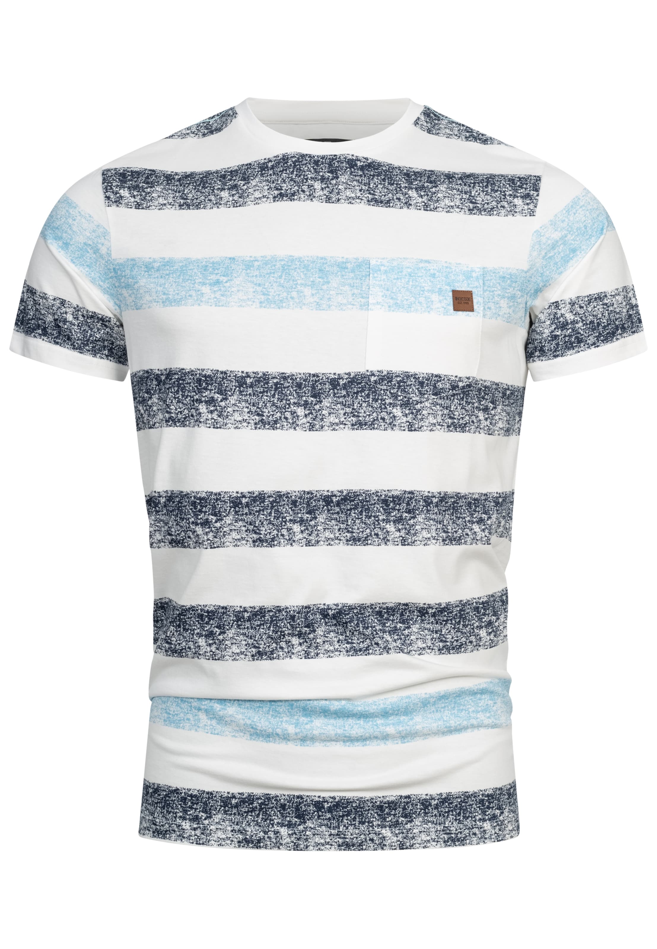 INDICODE JEANS Shirt 'Tamka' in de kleur Crème / Blauw / Zwart, Productweergave