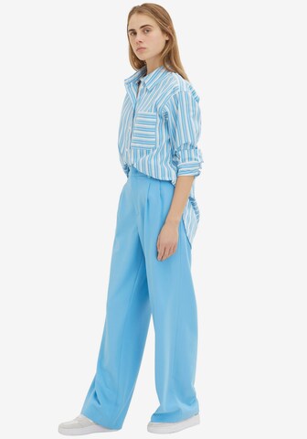 TOM TAILOR DENIM Wide leg Pleat-Front Pants in Blue