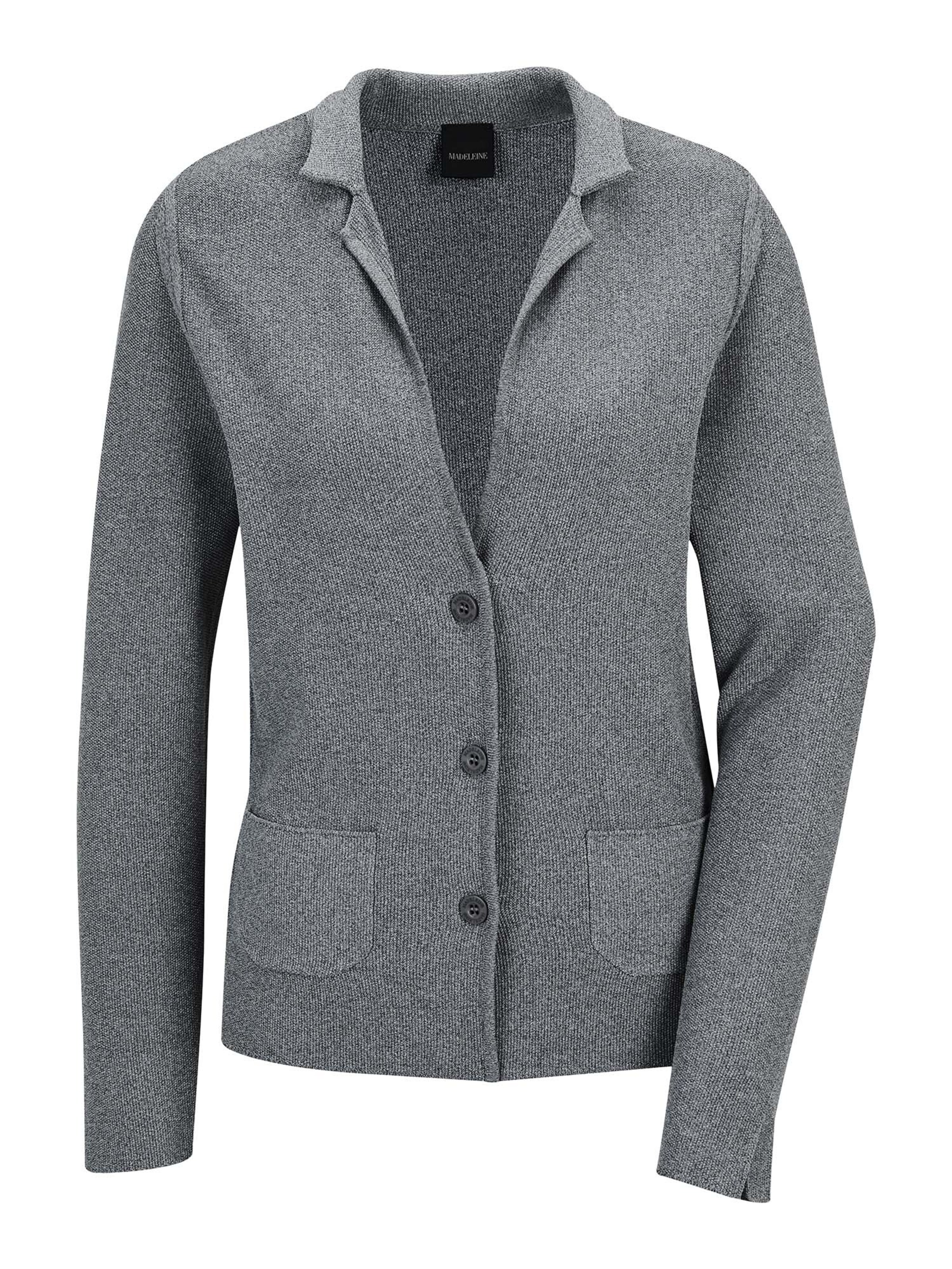 MADELEINE Gebreid vest in Grijs: voorkant