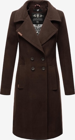 NAVAHOO Between-Seasons Coat 'Wooly' in Brown: front